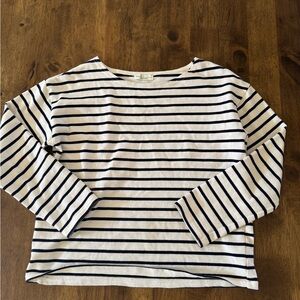 Striped Long Sleeve T-Shirt Navy/White Boat Neck Women’s